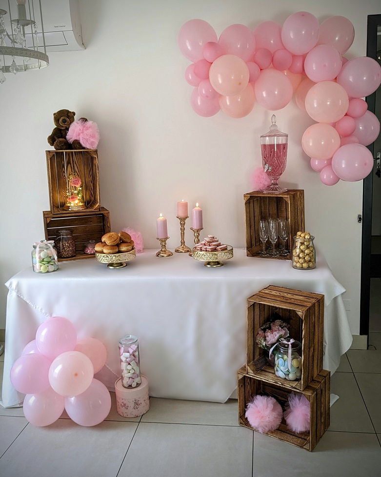 Décoration baby shower Rose d'Or