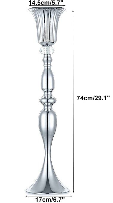 Grands centres de tables Argentés de 74cm